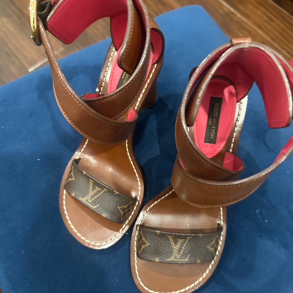 Louis Vuitton Brown and Pink Heels with Distinctive Design - Picture 4 of 8